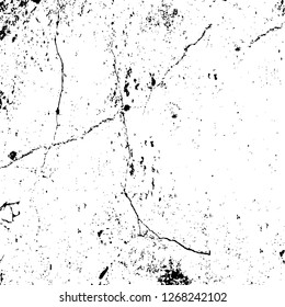 Wall fragment with scratches and cracks. Overlay grunge illustration over any design. Abstract grainy background with vintage effect