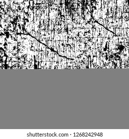 Wall fragment with scratches and cracks. Overlay grunge illustration over any design. Abstract grainy background with vintage effect