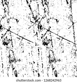 Wall fragment with scratches and cracks. Overlay grunge illustration over any design. Abstract grainy background with vintage effect