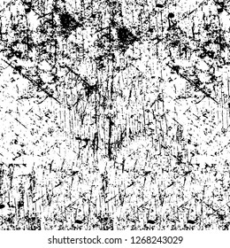 Wall fragment with scratches and cracks. Overlay grunge illustration over any design. Abstract grainy background with vintage effect