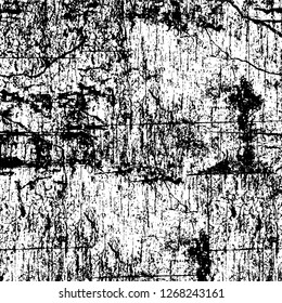 Wall fragment with scratches and cracks. Overlay grunge illustration over any design. Abstract grainy background with vintage effect