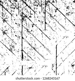 Wall fragment with scratches and cracks. Overlay grunge illustration over any design. Abstract grainy background with vintage effect