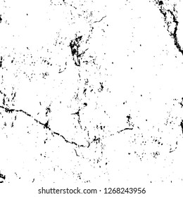 Wall fragment with scratches and cracks. Overlay grunge illustration over any design. Abstract grainy background with vintage effect