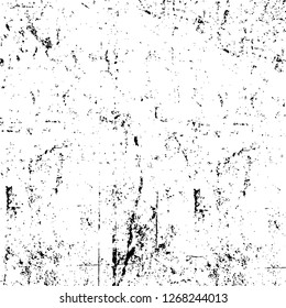 Wall fragment with scratches and cracks. Overlay grunge illustration over any design. Abstract grainy background with vintage effect