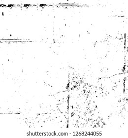 Wall fragment with scratches and cracks. Overlay grunge illustration over any design. Abstract grainy background with vintage effect