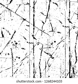 Wall fragment with scratches and cracks. Overlay grunge illustration over any design. Abstract grainy background with vintage effect