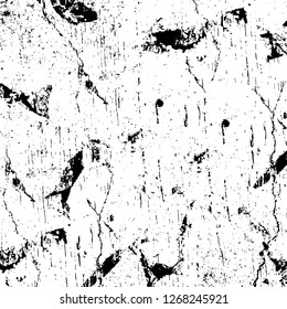 Wall fragment with scratches and cracks. Overlay grunge illustration over any design. Abstract grainy background with vintage effect