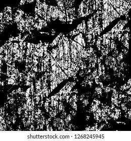 Wall fragment with scratches and cracks. Overlay grunge illustration over any design. Abstract grainy background with vintage effect