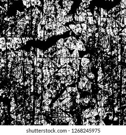 Wall fragment with scratches and cracks. Overlay grunge illustration over any design. Abstract grainy background with vintage effect