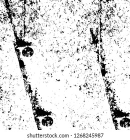 Wall fragment with scratches and cracks. Overlay grunge illustration over any design. Abstract grainy background with vintage effect