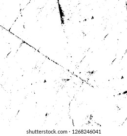 Wall fragment with scratches and cracks. Overlay grunge illustration over any design. Abstract grainy background with vintage effect