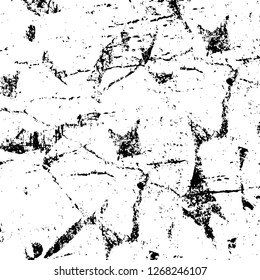 Wall fragment with scratches and cracks. Overlay grunge illustration over any design. Abstract grainy background with vintage effect