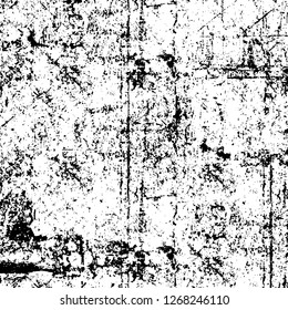 Wall fragment with scratches and cracks. Overlay grunge illustration over any design. Abstract grainy background with vintage effect