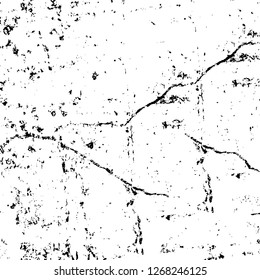 Wall fragment with scratches and cracks. Overlay grunge illustration over any design. Abstract grainy background with vintage effect