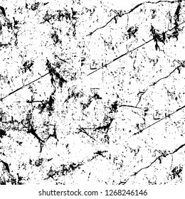 Wall fragment with scratches and cracks. Overlay grunge illustration over any design. Abstract grainy background with vintage effect