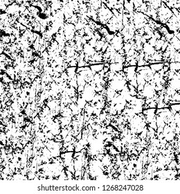Wall fragment with scratches and cracks. Overlay grunge illustration over any design. Abstract grainy background with vintage effect