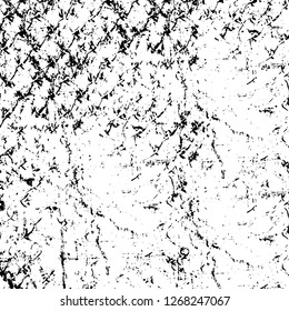 Wall fragment with scratches and cracks. Overlay grunge illustration over any design. Abstract grainy background with vintage effect