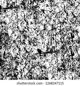 Wall fragment with scratches and cracks. Overlay grunge illustration over any design. Abstract grainy background with vintage effect