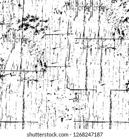 Wall fragment with scratches and cracks. Overlay grunge illustration over any design. Abstract grainy background with vintage effect