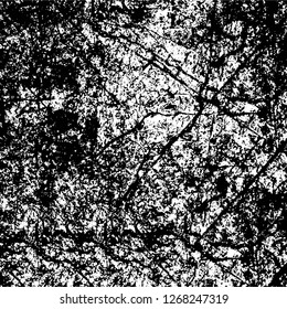Wall fragment with scratches and cracks. Overlay grunge illustration over any design. Abstract grainy background with vintage effect