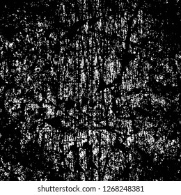 Wall fragment with scratches and cracks. Overlay grunge illustration over any design. Abstract grainy background with vintage effect