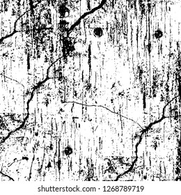 Wall fragment with scratches and cracks. Overlay grunge illustration over any design. Abstract grainy background with vintage effect