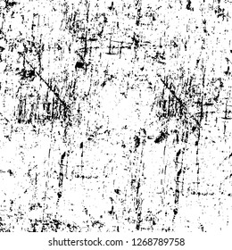 Wall fragment with scratches and cracks. Overlay grunge illustration over any design. Abstract grainy background with vintage effect