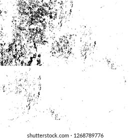 Wall fragment with scratches and cracks. Overlay grunge illustration over any design. Abstract grainy background with vintage effect