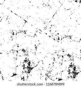 Wall fragment with scratches and cracks. Overlay grunge illustration over any design. Abstract grainy background with vintage effect
