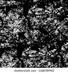 Wall fragment with scratches and cracks. Overlay grunge illustration over any design. Abstract grainy background with vintage effect