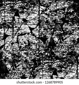 Wall fragment with scratches and cracks. Overlay grunge illustration over any design. Abstract grainy background with vintage effect