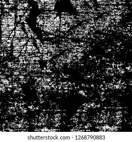 Wall fragment with scratches and cracks. Overlay grunge illustration over any design. Abstract grainy background with vintage effect