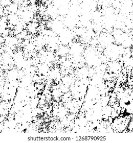 Wall fragment with scratches and cracks. Overlay grunge illustration over any design. Abstract grainy background with vintage effect