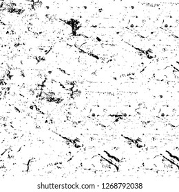 Wall fragment with scratches and cracks. Overlay grunge illustration over any design. Abstract grainy background with vintage effect