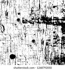 Wall fragment with scratches and cracks. Overlay grunge illustration over any design. Abstract grainy background with vintage effect