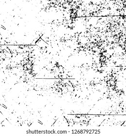 Wall fragment with scratches and cracks. Overlay grunge illustration over any design. Abstract grainy background with vintage effect