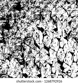 Wall fragment with scratches and cracks. Overlay grunge illustration over any design. Abstract grainy background with vintage effect