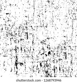 Wall fragment with scratches and cracks. Overlay grunge illustration over any design. Abstract grainy background with vintage effect