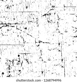 Wall fragment with scratches and cracks. Overlay grunge illustration over any design. Abstract grainy background with vintage effect