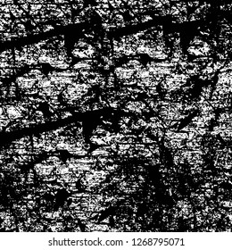 Wall fragment with scratches and cracks. Overlay grunge illustration over any design. Abstract grainy background with vintage effect