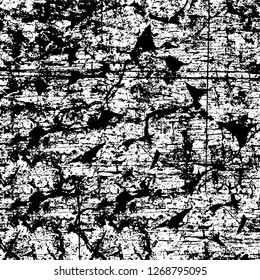 Wall fragment with scratches and cracks. Overlay grunge illustration over any design. Abstract grainy background with vintage effect