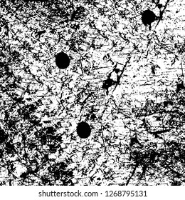 Wall fragment with scratches and cracks. Overlay grunge illustration over any design. Abstract grainy background with vintage effect