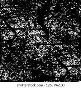 Wall fragment with scratches and cracks. Overlay grunge illustration over any design. Abstract grainy background with vintage effect