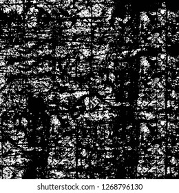 Wall fragment with scratches and cracks. Overlay grunge illustration over any design. Abstract grainy background with vintage effect