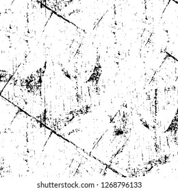 Wall fragment with scratches and cracks. Overlay grunge illustration over any design. Abstract grainy background with vintage effect