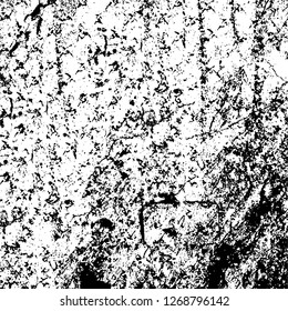 Wall fragment with scratches and cracks. Overlay grunge illustration over any design. Abstract grainy background with vintage effect
