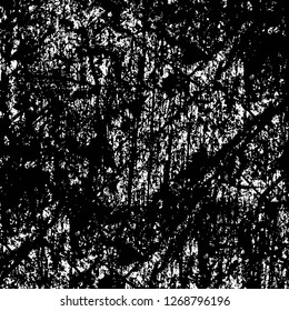 Wall fragment with scratches and cracks. Overlay grunge illustration over any design. Abstract grainy background with vintage effect