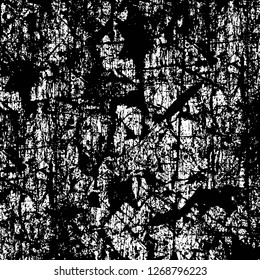 Wall fragment with scratches and cracks. Overlay grunge illustration over any design. Abstract grainy background with vintage effect