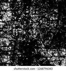 Wall fragment with scratches and cracks. Overlay grunge illustration over any design. Abstract grainy background with vintage effect