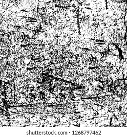 Wall fragment with scratches and cracks. Overlay grunge illustration over any design. Abstract grainy background with vintage effect